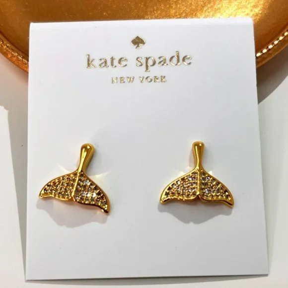 Kate Spade Gold Pavé Whale Tail Earrings - Picture 5 of 5